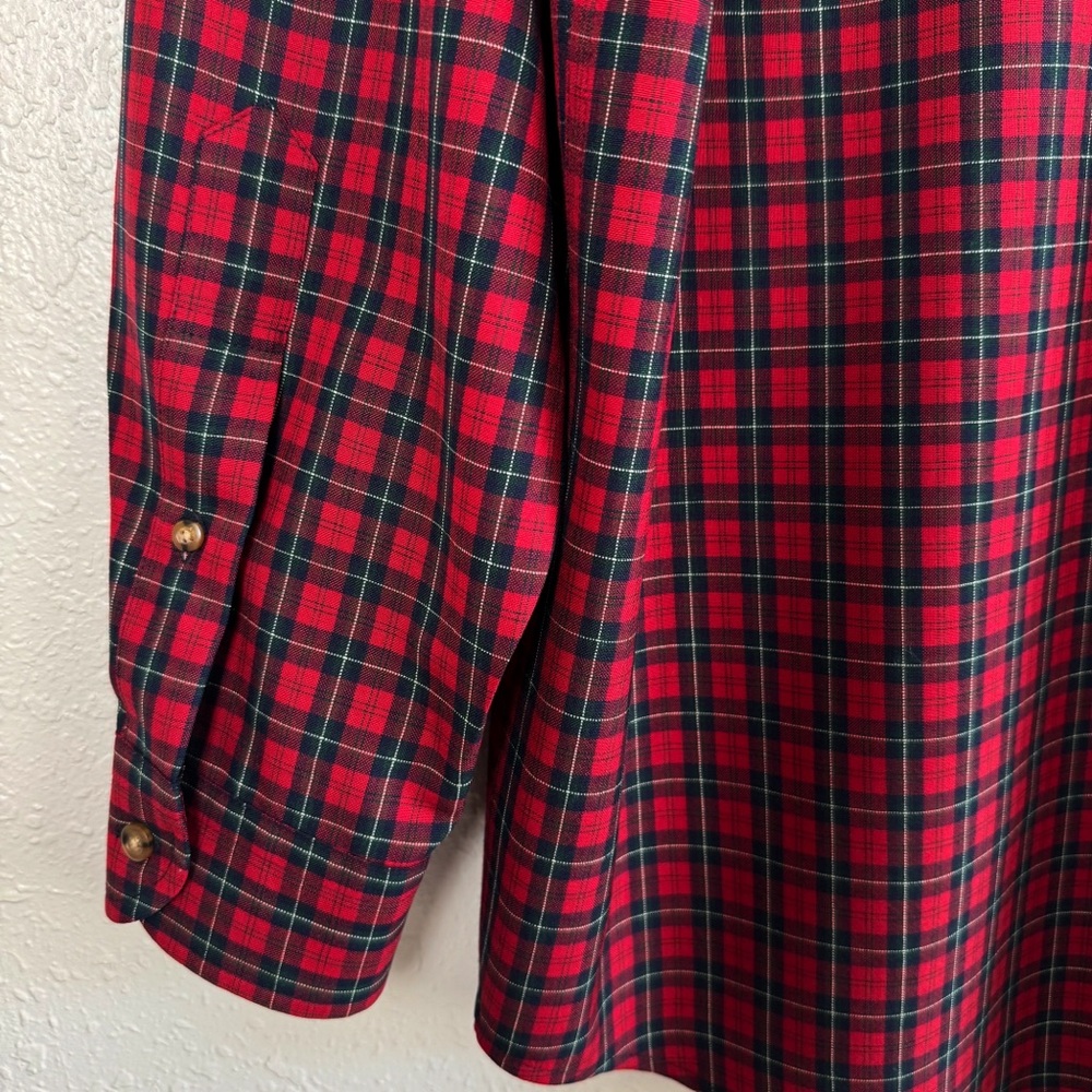 Vintage Sir Pendleton wool ruthven tartan plaid red button down shirt L - Picture 9 of 11